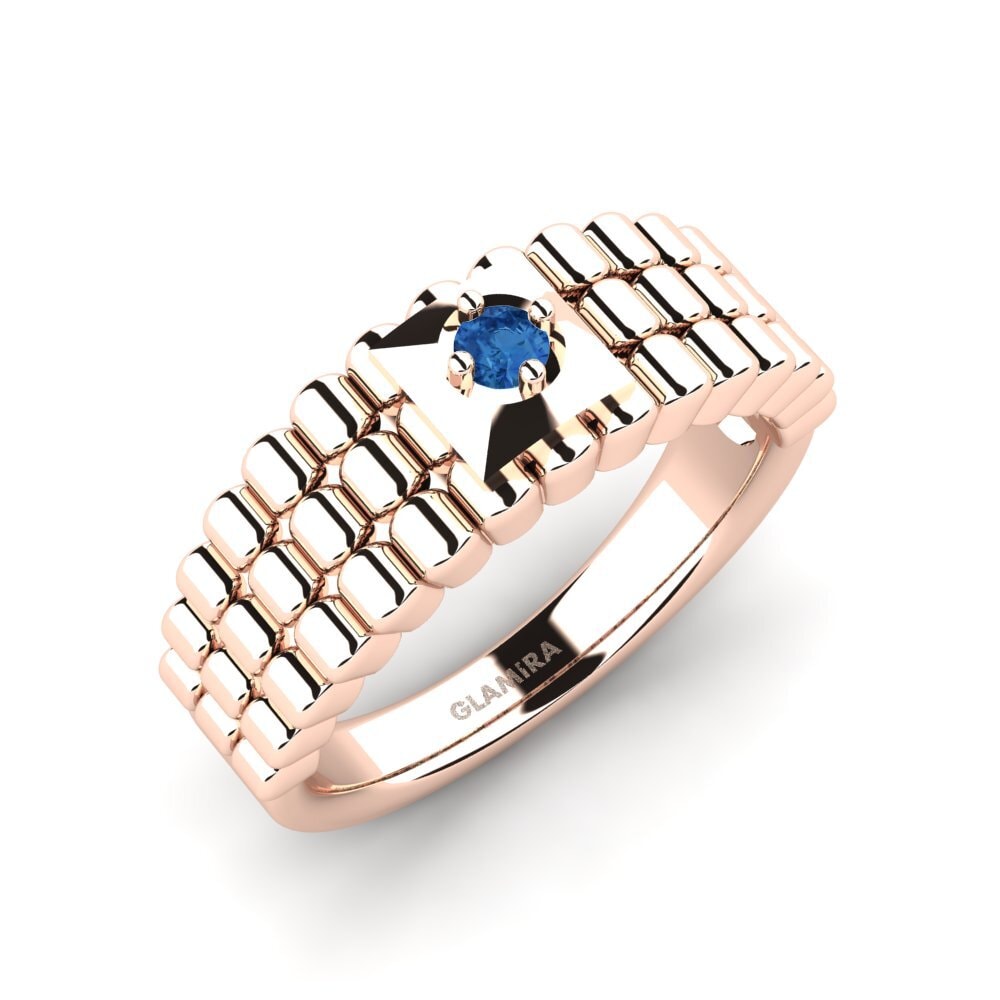 Oro Rosso 375 Zircone Blu Scuro Anello da uomo Horrell