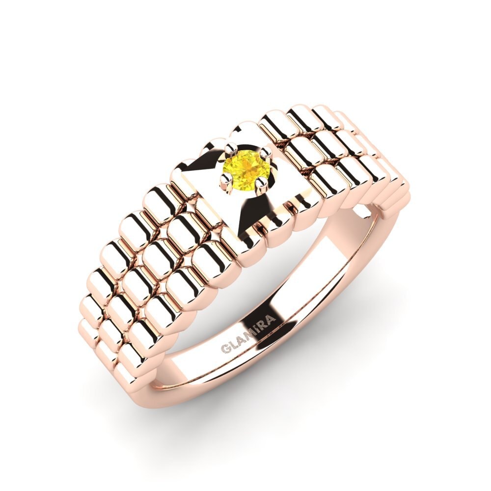 Oro Rosso 585 Zaffiro Giallo Anello da uomo Horrell