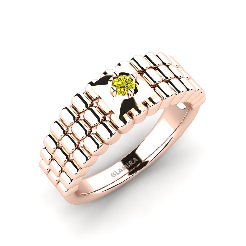 Oro Rosso 750 Diamante Giallo Anello da uomo Horrell