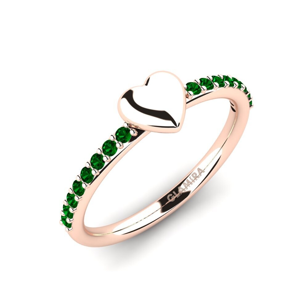 14ct Rose Gold Green Zirconia Ring Hosley