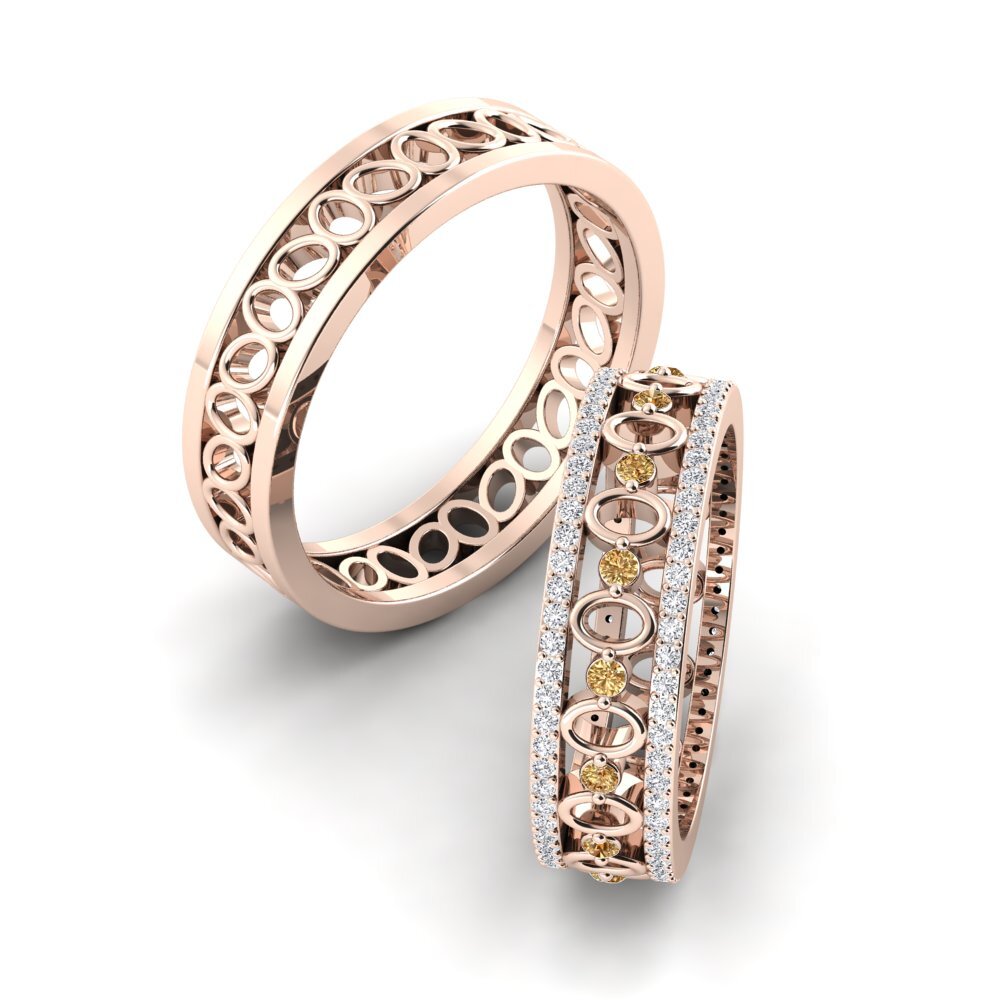 18k Oro Rosa Diamante Marrón Anillo de boda Hot Glow
