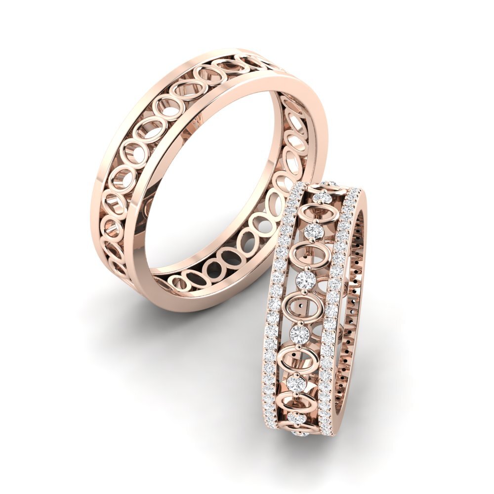 18k Oro Rosa Zafiro blanco Anillo de boda Hot Glow