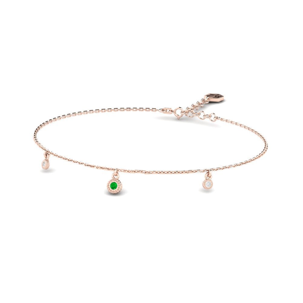 Or rose 14k Émeraude Bracelet pour femme Hraf