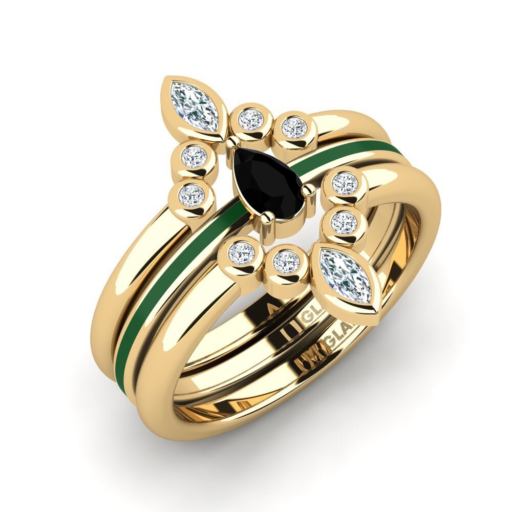 Schwarzer Saphir Ring Hredd SET
