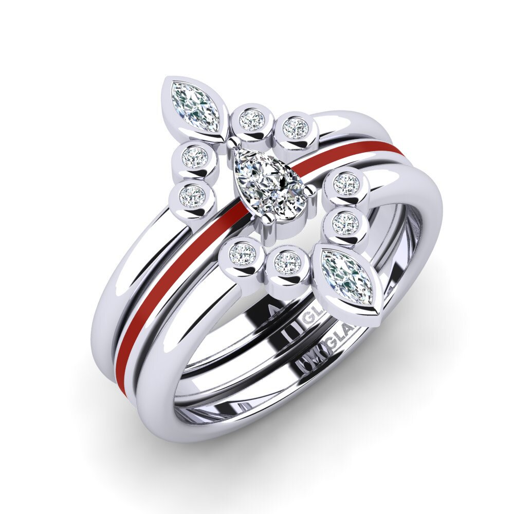 Weißgold 375 Ring Hredd SET