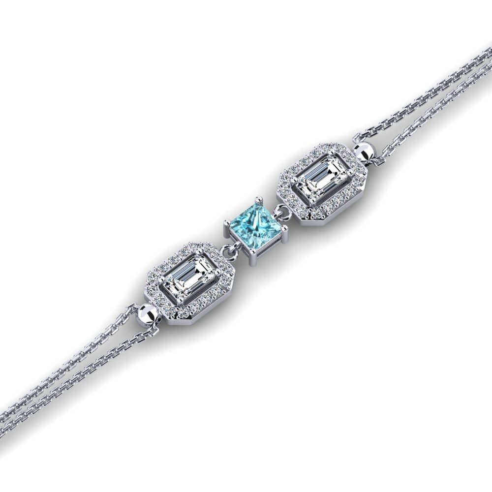 950 Platinum Blue Zircon Women's Bracelet Hrump