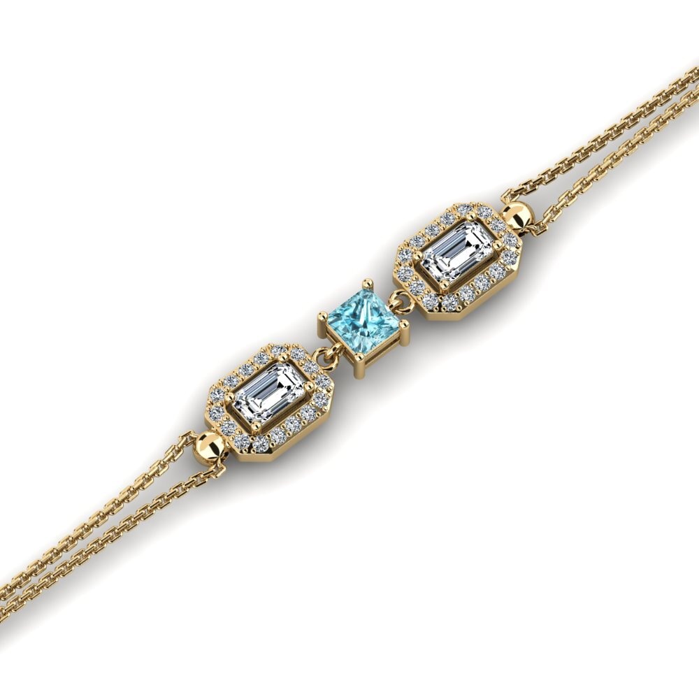 14ct Yellow Gold Blue Zircon Women's Bracelet Hrump