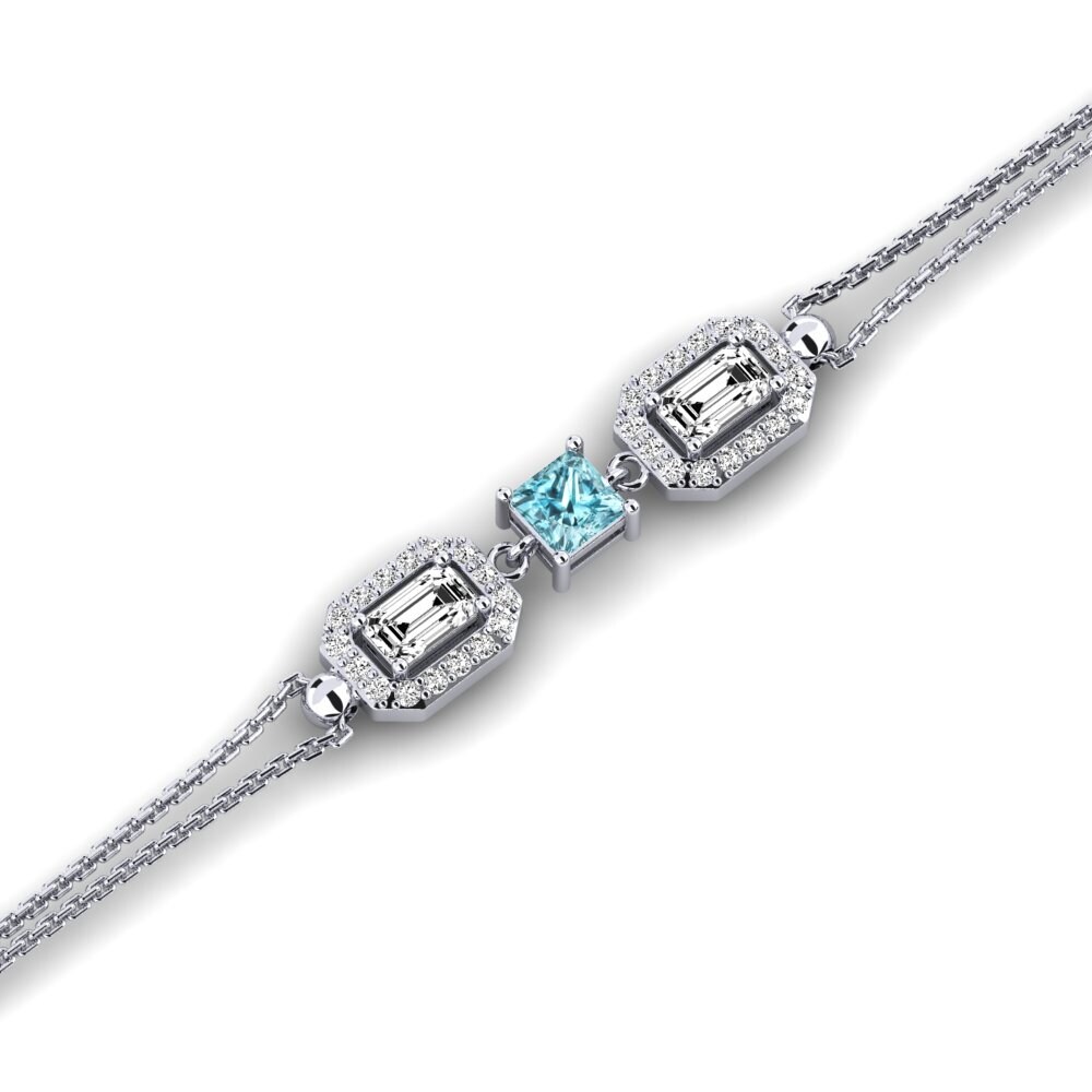 14k White Gold Blue Zircon Women's Bracelet Hrump
