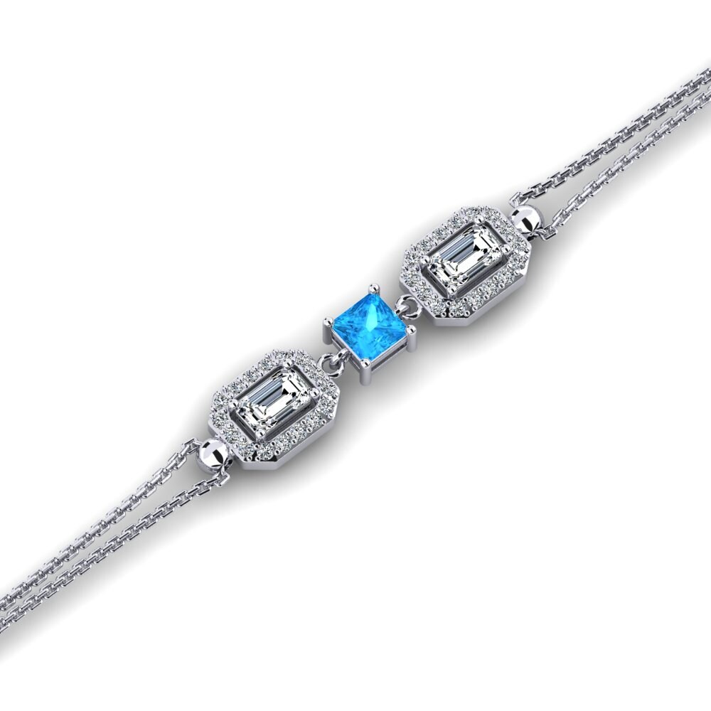 9ct White Gold Blue Topaz Women's Bracelet Hrump