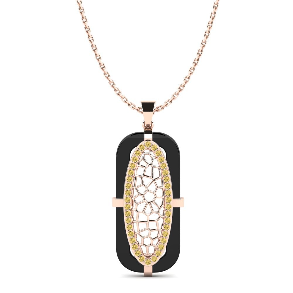 9ct Rose Gold Yellow Diamond Women's Pendant Huddle
