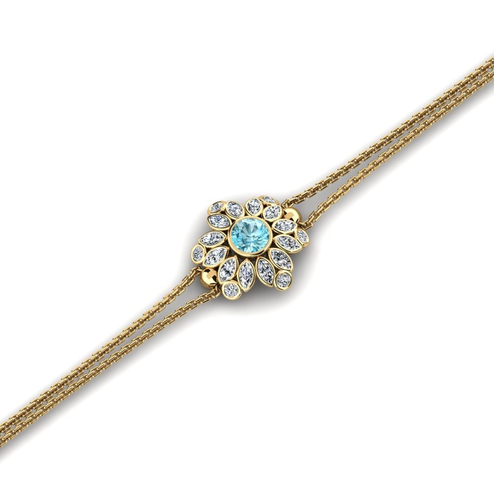 14ct Yellow Gold Blue Zircon Women's Bracelet Huddler
