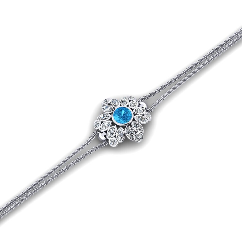 9ct White Gold Blue Topaz Women's Bracelet Huddler