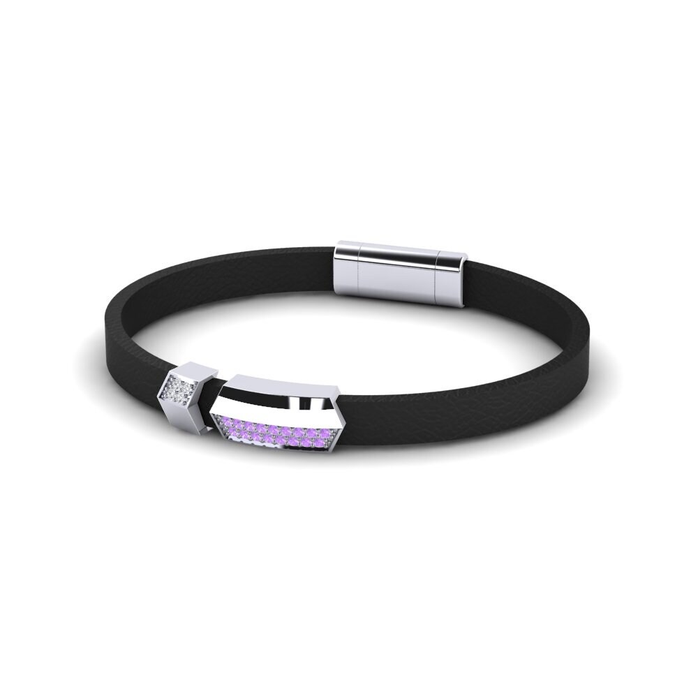 950 Platinum Amethyst Men's Bracelet Hudson