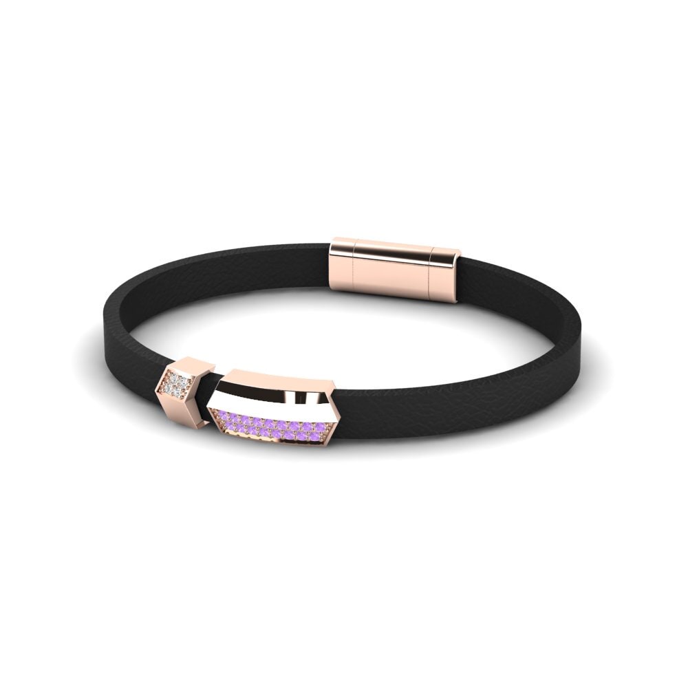 9K Rose Gold Amethyst Men's Bracelet Hudson