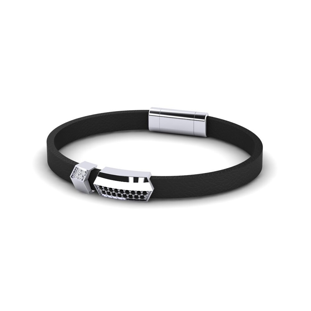 14ct White Gold Black Onyx Men's Bracelet Hudson