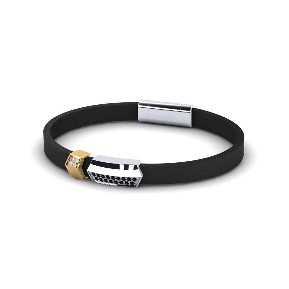 18ct White & Yellow Gold Black Onyx Men's Bracelet Hudson