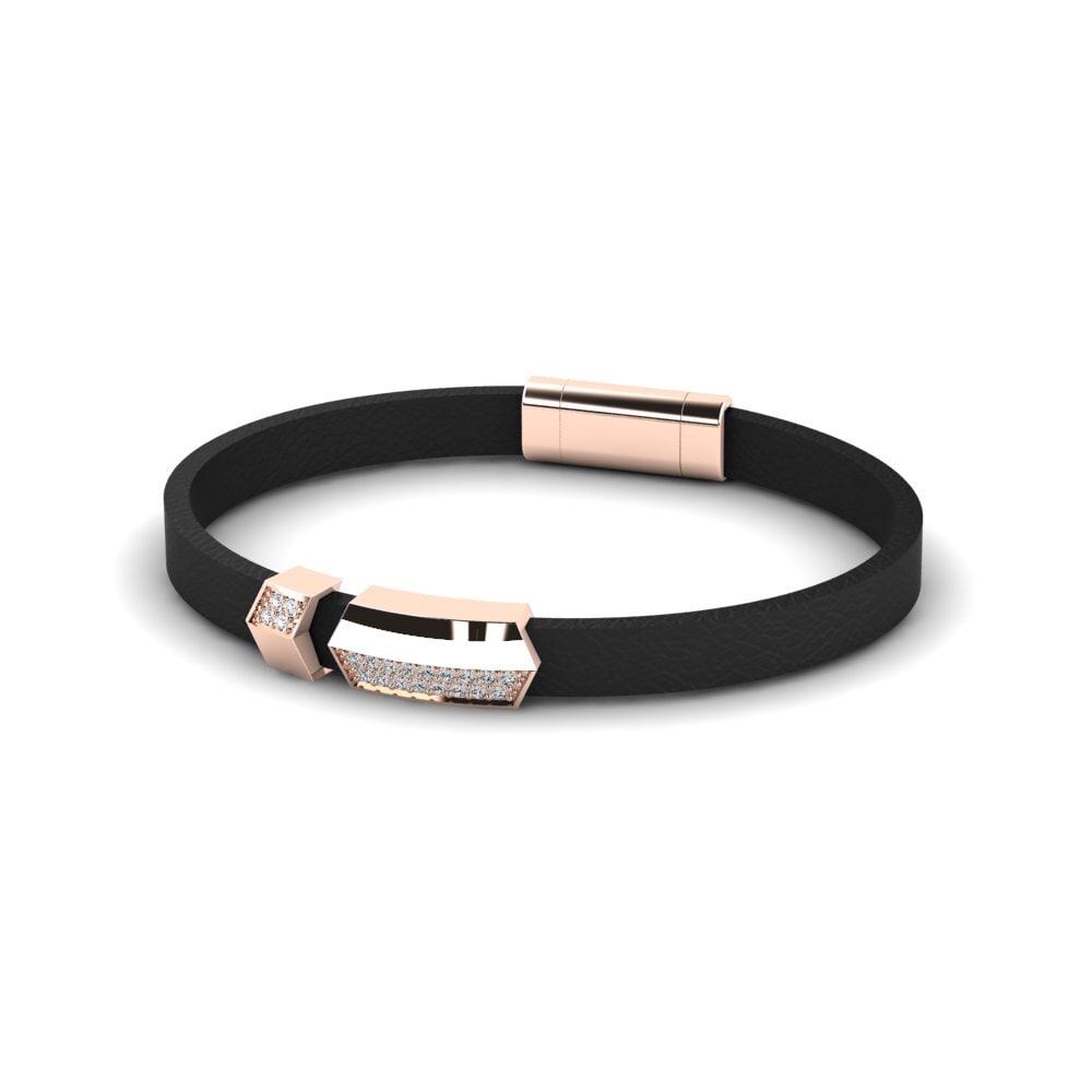 9K Rose Gold White sapphire Men's Bracelet Hudson