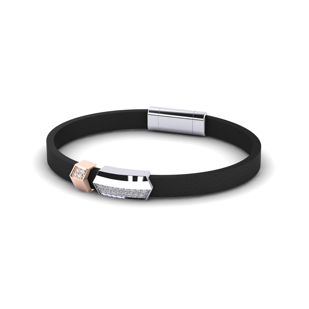 18ct White / Rose Gold White sapphire Men's Bracelet Hudson