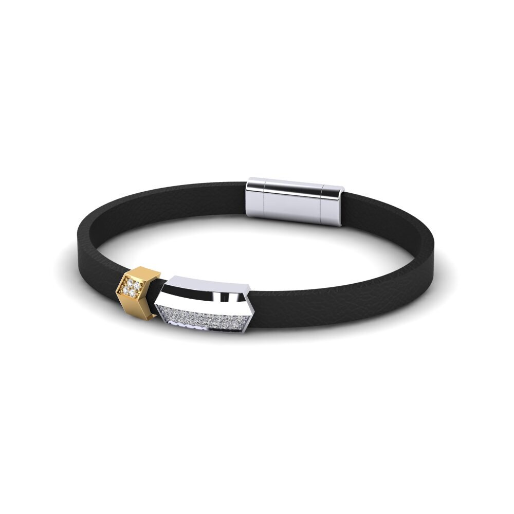 18ct White / Yellow Gold White sapphire Men's Bracelet Hudson