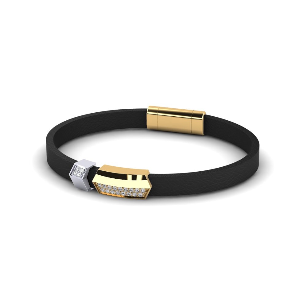 18ct Yellow / White Gold White sapphire Men's Bracelet Hudson