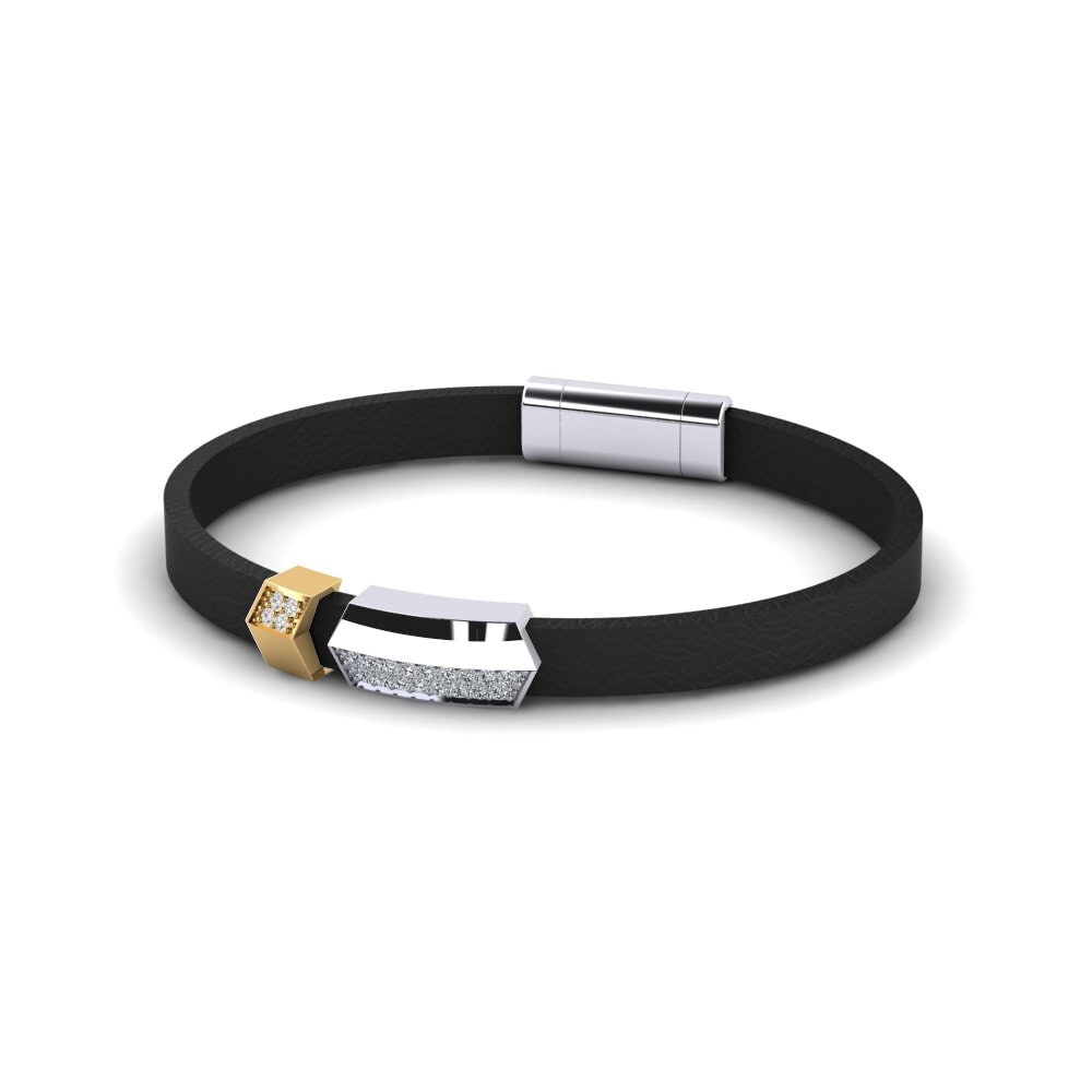 18ct White / Yellow Gold Zirconia Men's Bracelet Hudson