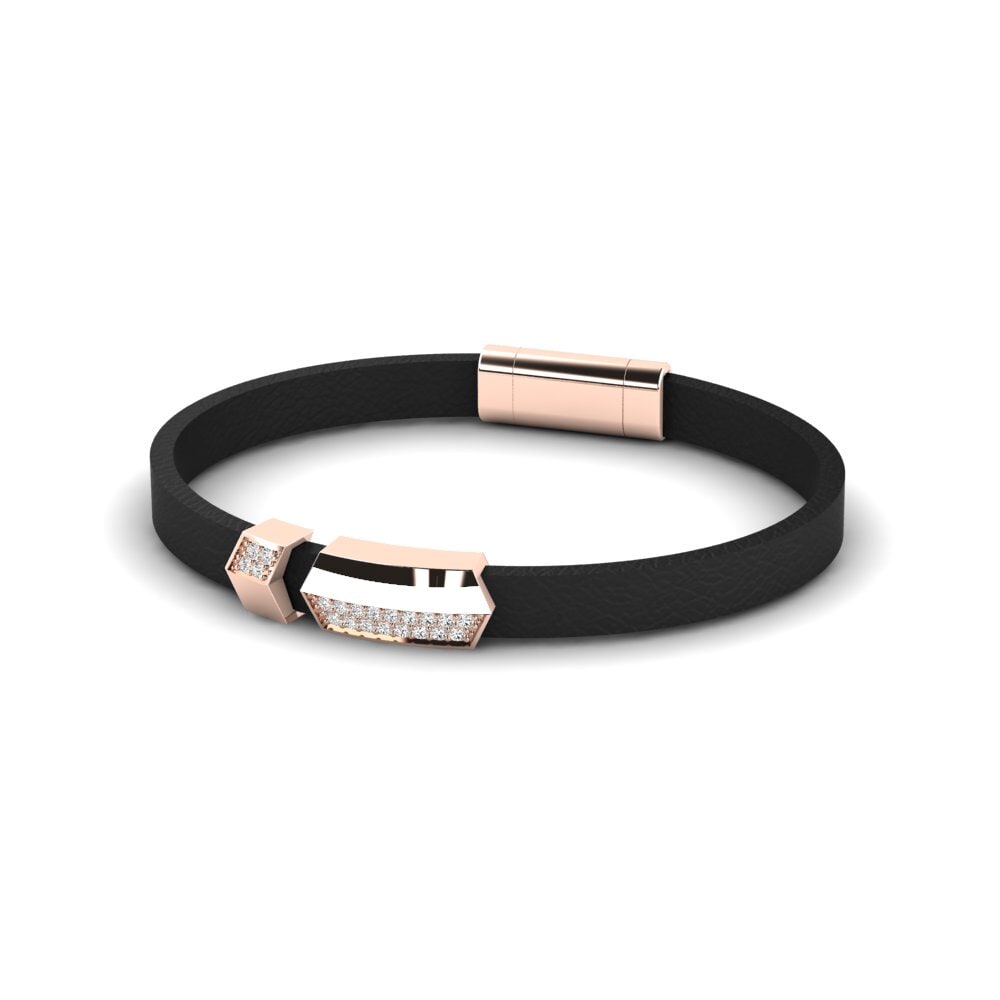 9K Rose Gold Moissanite Men's Bracelet Hudson