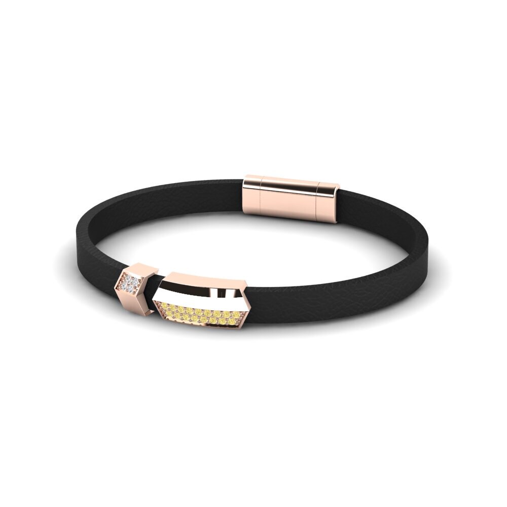 18ct Rose Gold Yellow Diamond Men's Bracelet Hudson