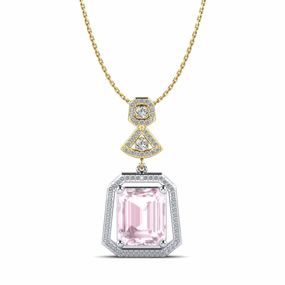 Dây chuyền Vàng Trắng-Vàng 9K Đá Kunzite Big Stone