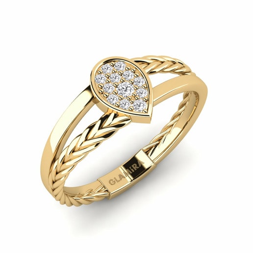 Ring Hugging 585 Yellow Gold & White Sapphire