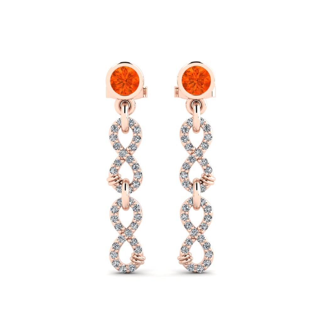9ct Rose Gold Fire Opal Women's Earring Huipu - B