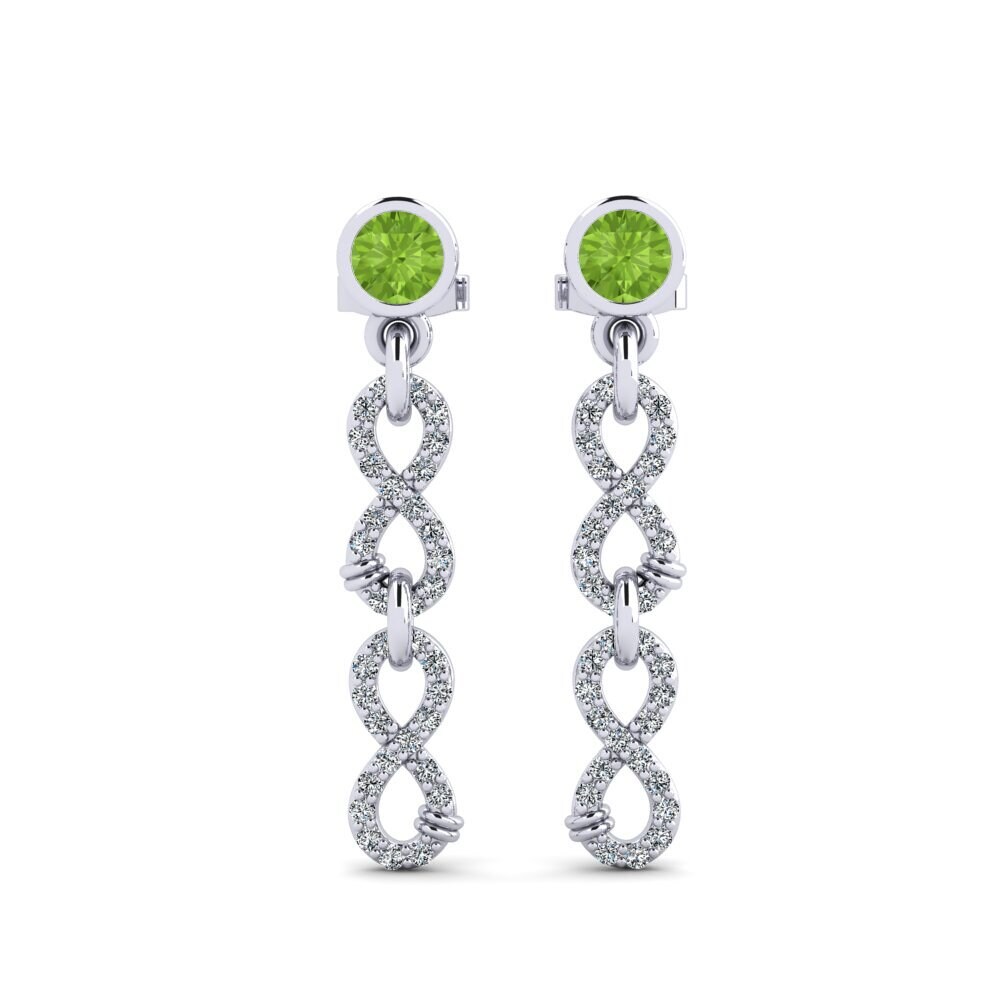 950 Platinum Peridot Women's Earring Huipu - B