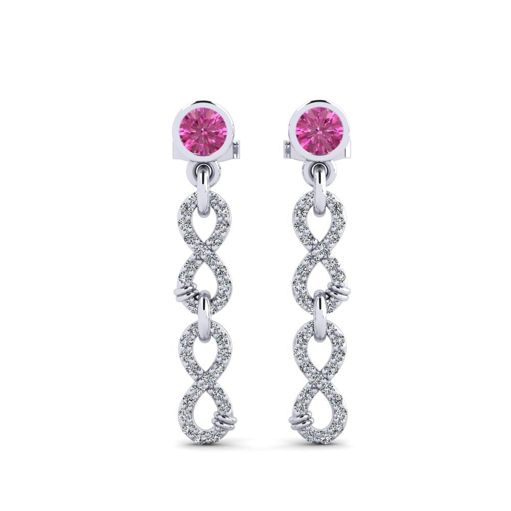 9ct White Gold Pink Topaz Women's Earring Huipu - B
