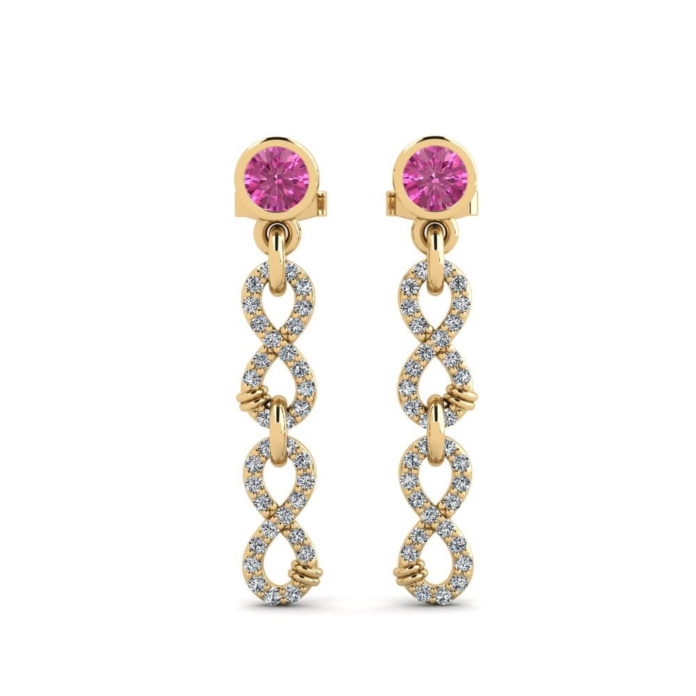Pink Topaz Women's Earring Huipu - B