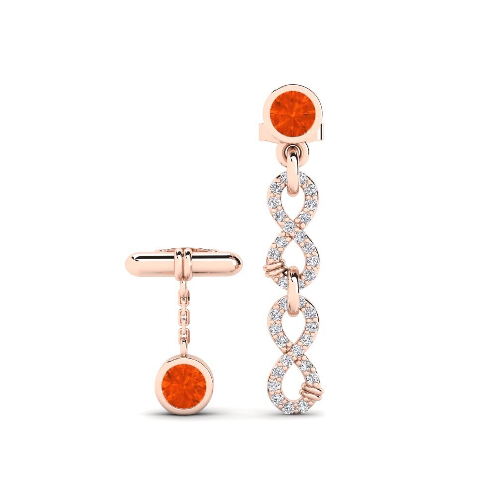 9ct Rose Gold Fire Opal Women's Earring Huipu Set