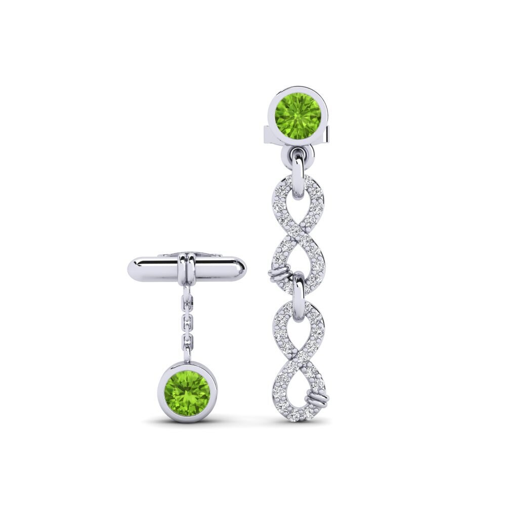 950 Platinum Peridot Women's Earring Huipu Set