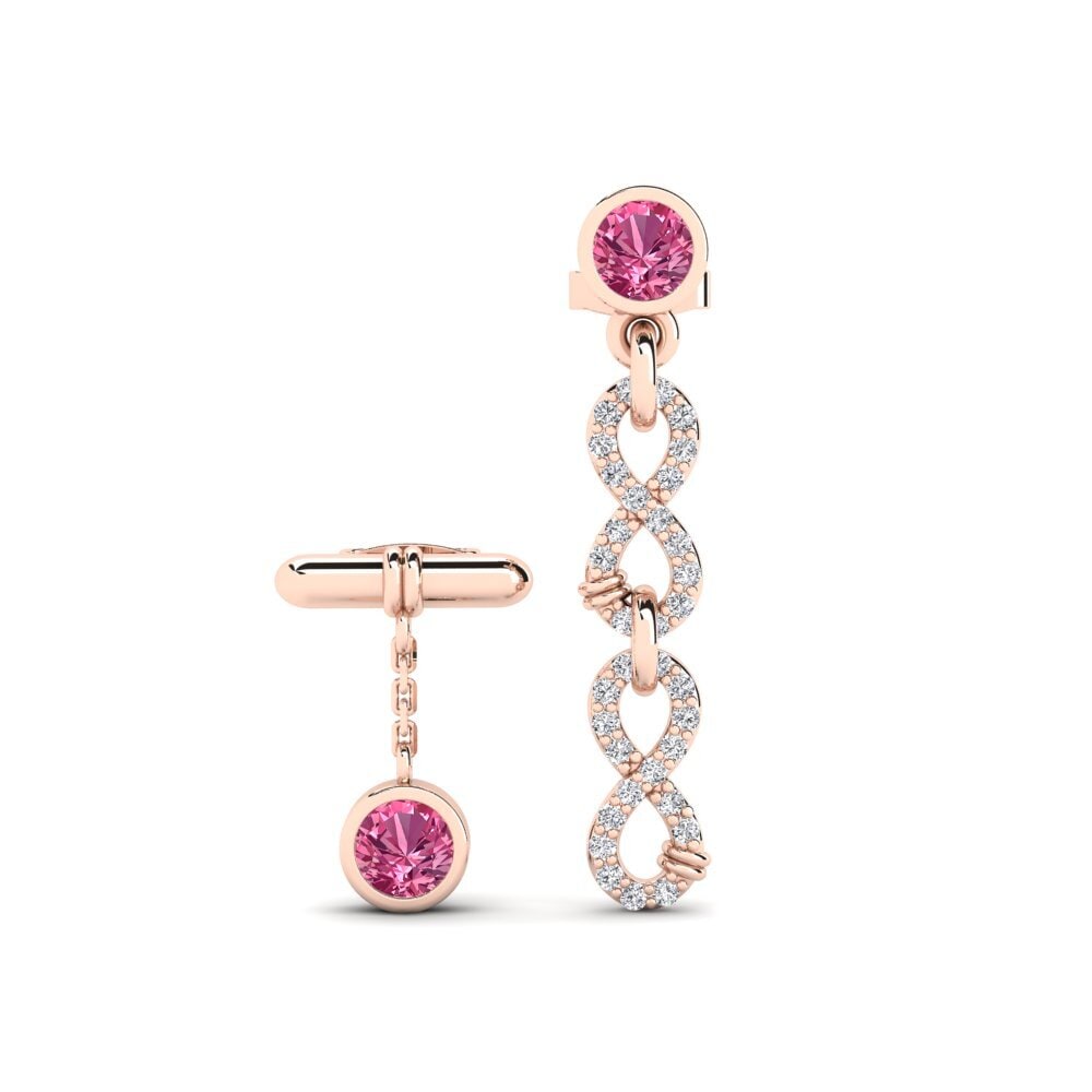 9ct Rose Gold Pink Tourmaline Women's Earring Huipu Set
