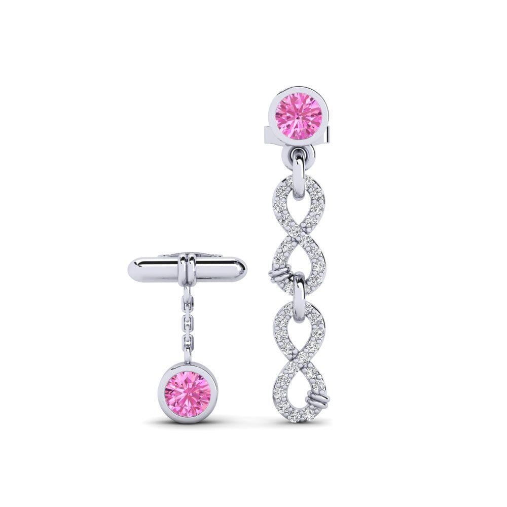 9ct White Gold Pink Topaz Women's Earring Huipu Set