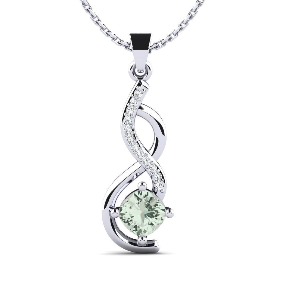 950 Palladium Green Amethyst Women's Pendant Huldia