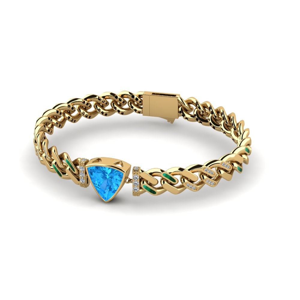 14k Oro Amarillo Topacio azul Pulsera de Mujer Hulo