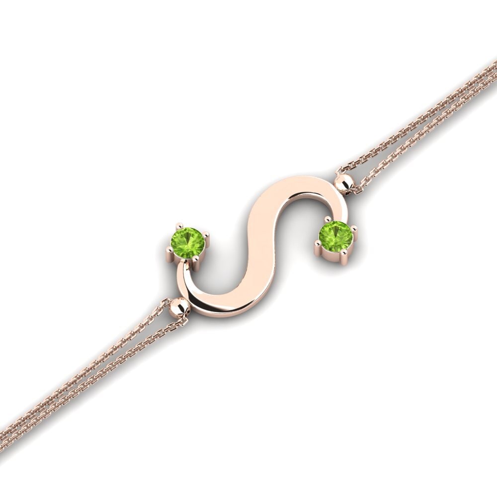 9ct Rose Gold Peridot Women's Bracelet Humfeld