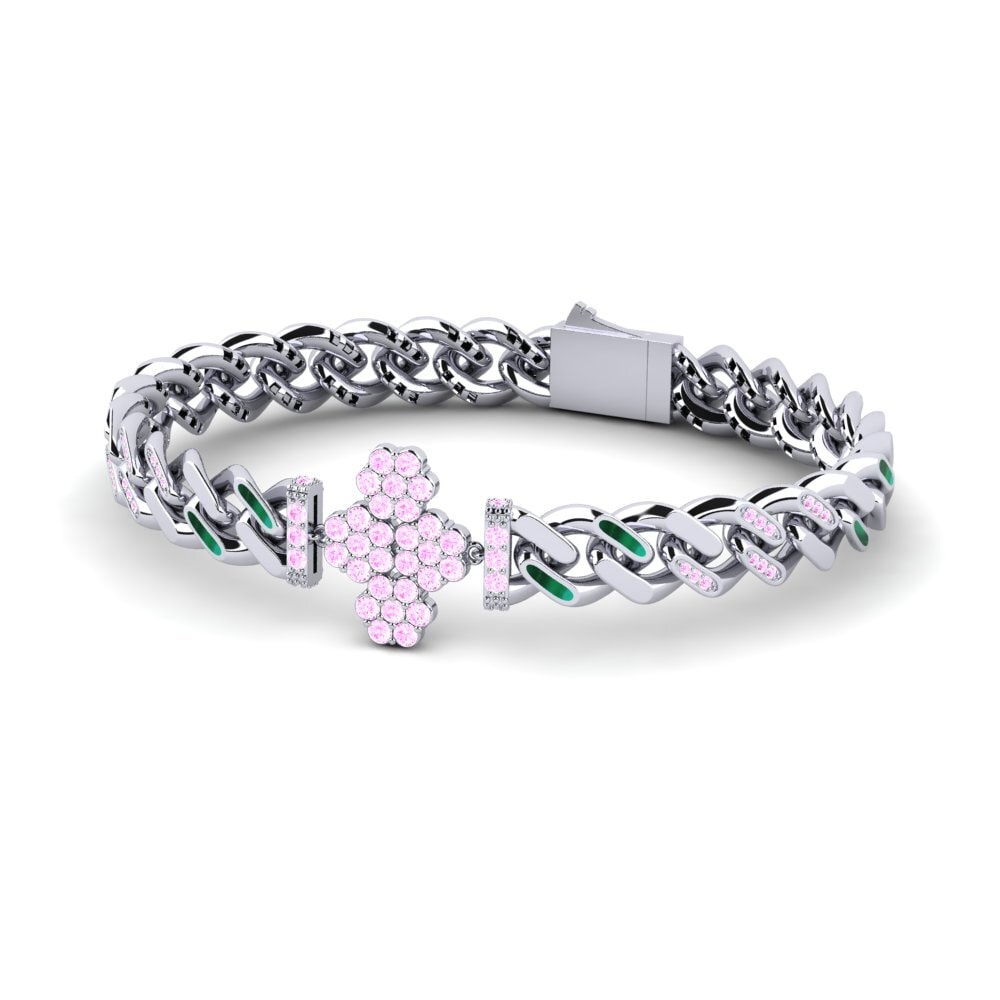 Round Pink Sapphire Women's Bracelet Huncill