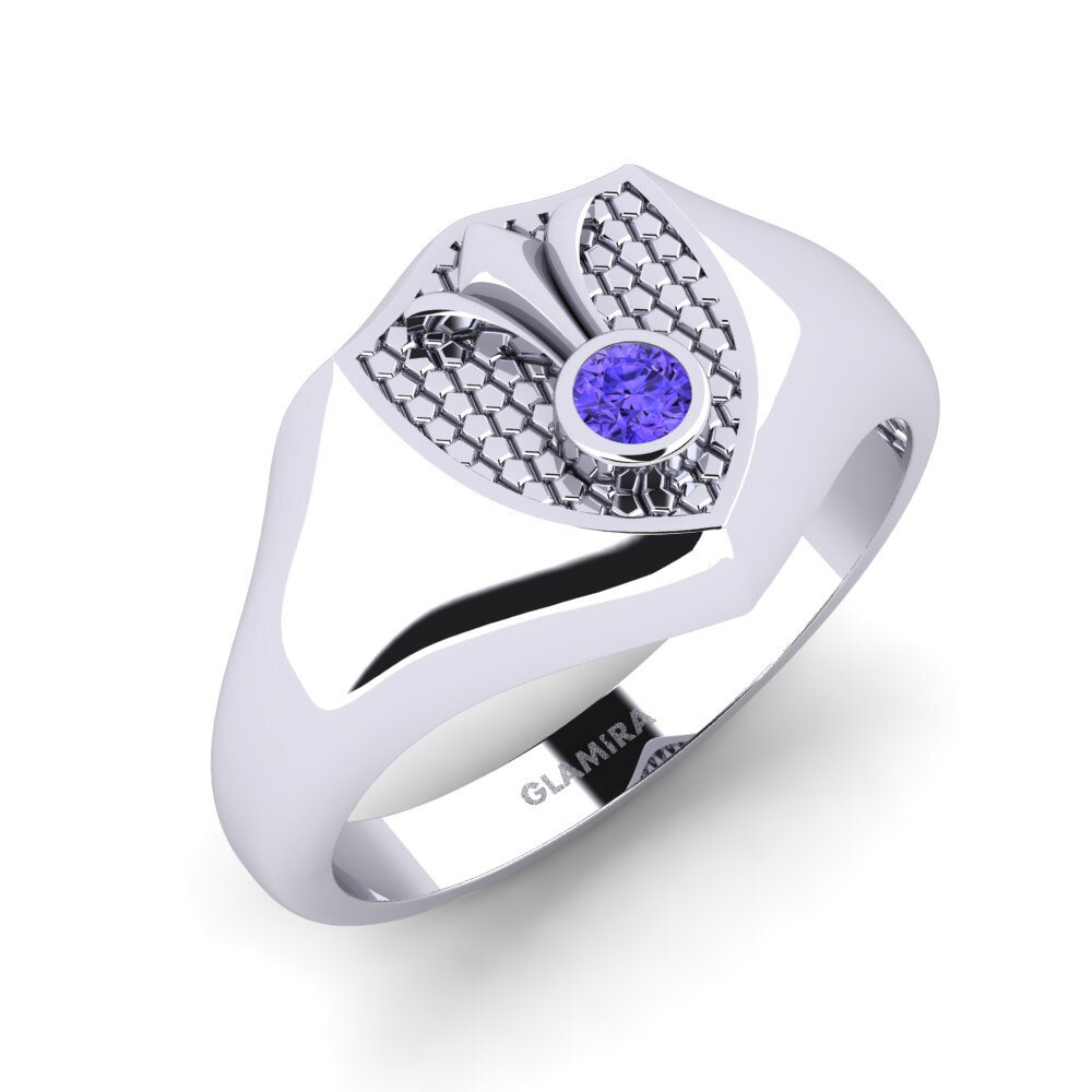 White Silver Tanzanite Men's Ring Hwardi