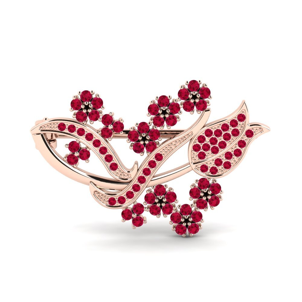 Red Ribbon Broche Koop GLAMIRA Broche Hydrick in 0.865 Karaat Rond geslepen 9K Rood ...