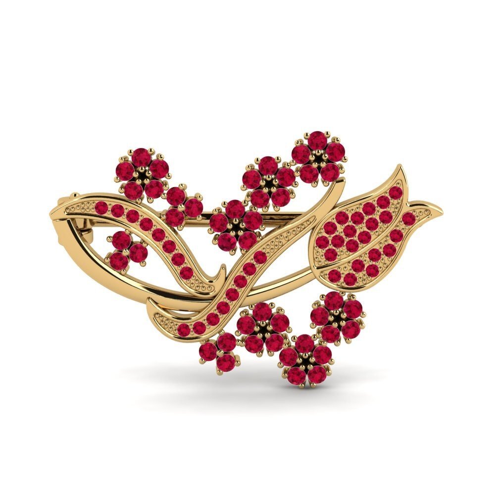 14k Oro Amarillo Rubí Broche Hydrick