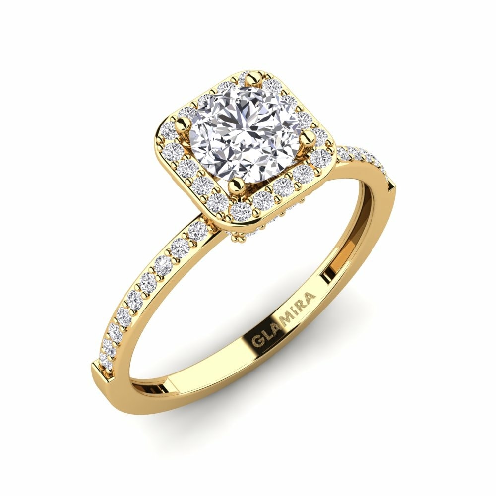 Halo Engagement Rings Hydrogenation 585 Yellow Gold Diamond