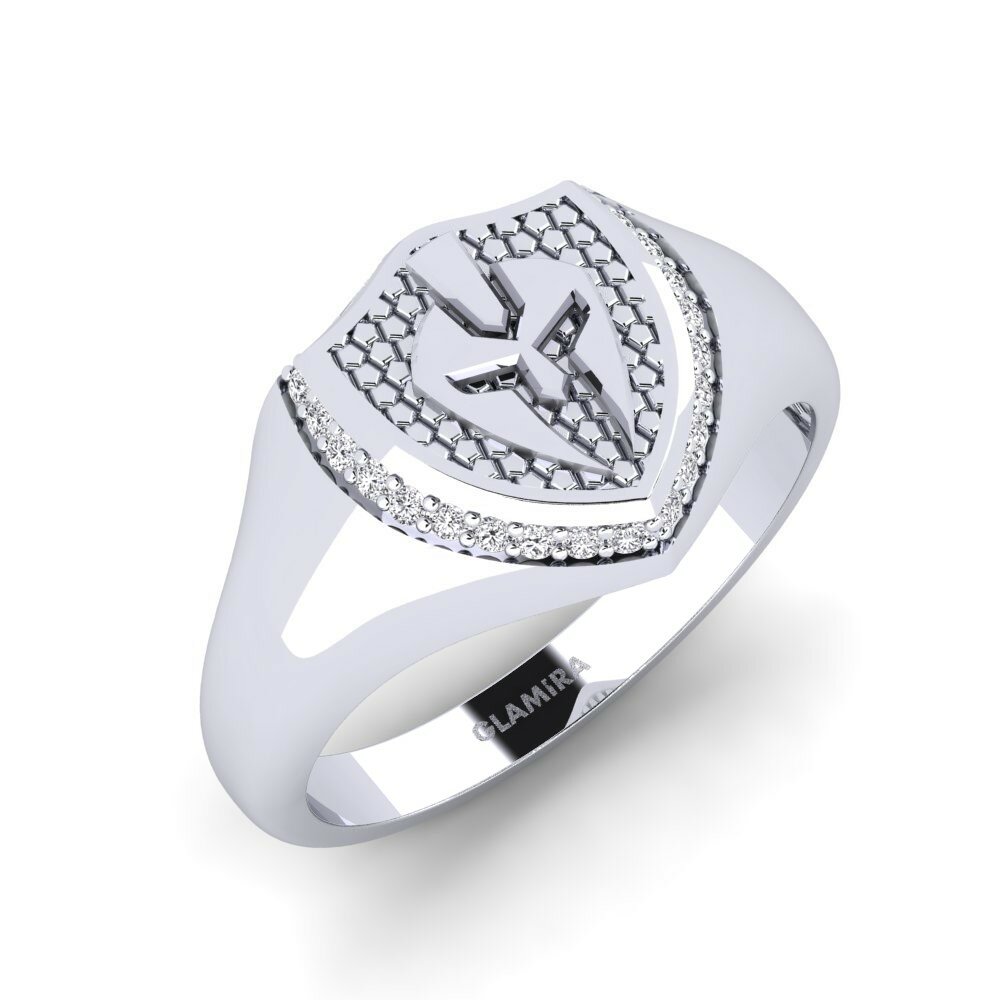White Silver Diamond Men's Ring Hyndsw