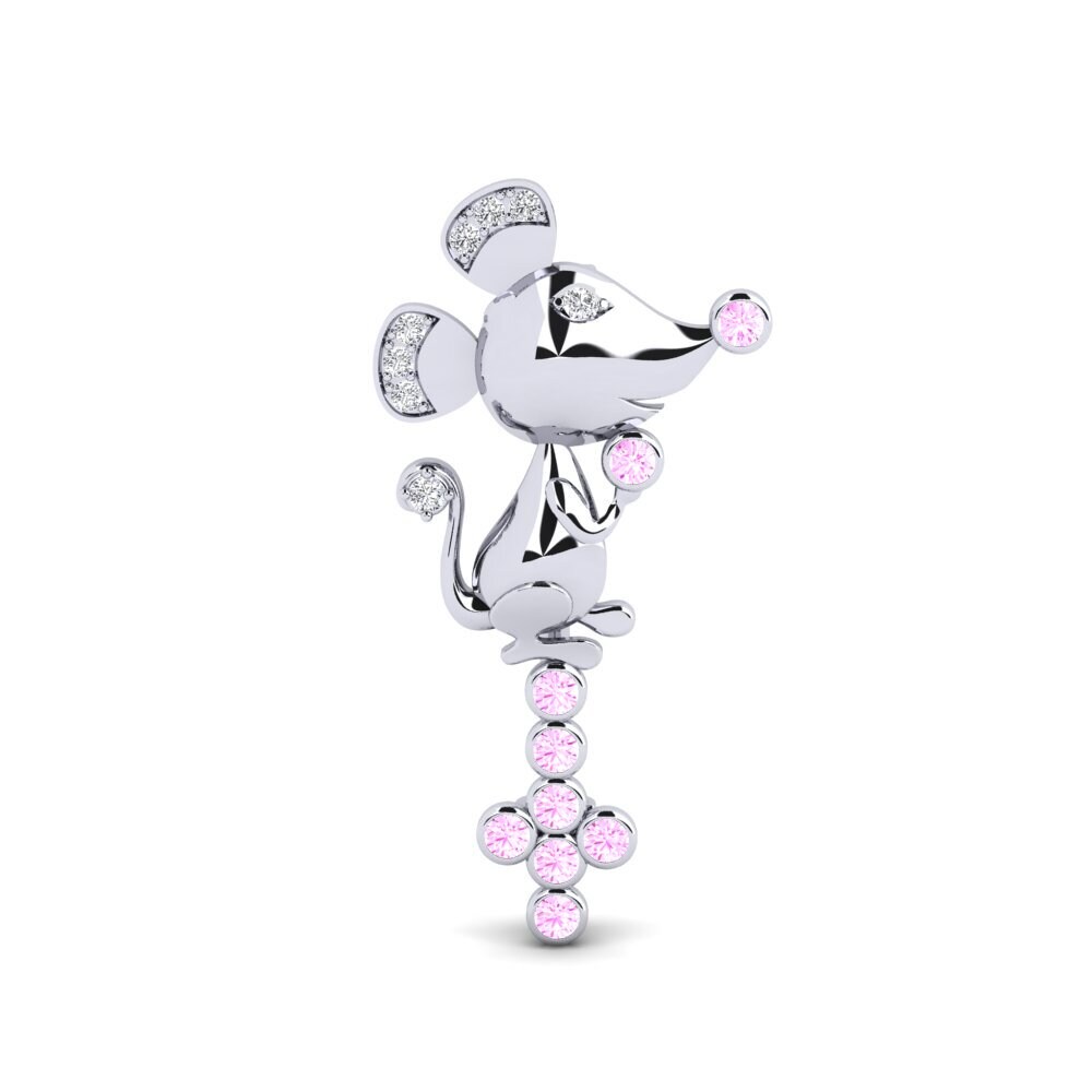 Platino Zafiro Rosado Broche Hyolin