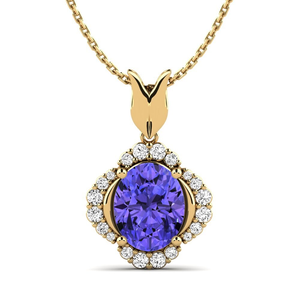 Gelbgold 585 Tansanit Damen anhänger Hypate