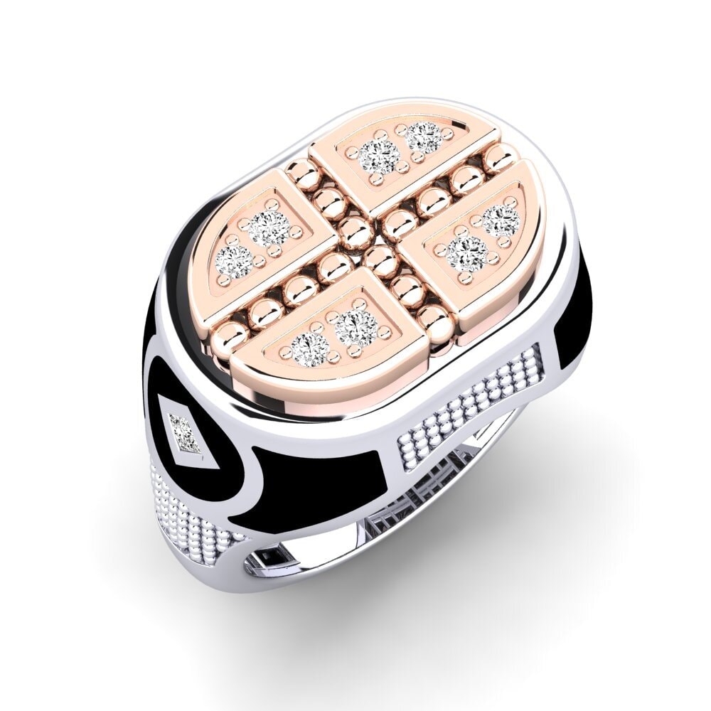 14ct White & Rose Gold Moissanite Men's Ring Hysedra