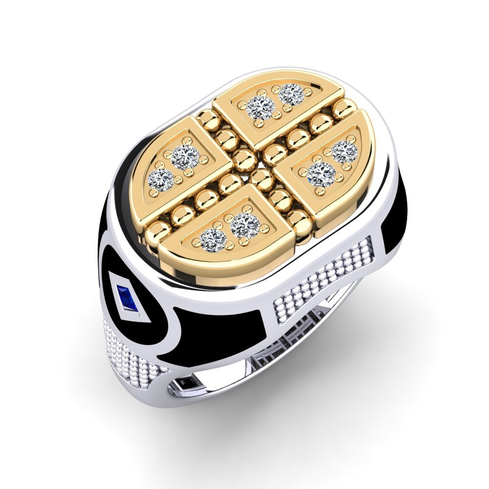 14ct White & Yellow Gold Sapphire Men's Ring Hysedra